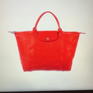 Longchamp Tangerine Leather Satchel